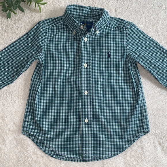Ralph Lauren Other - Ralph Lauren Green Blue Button Down Shirt Boys 2 2T EUC